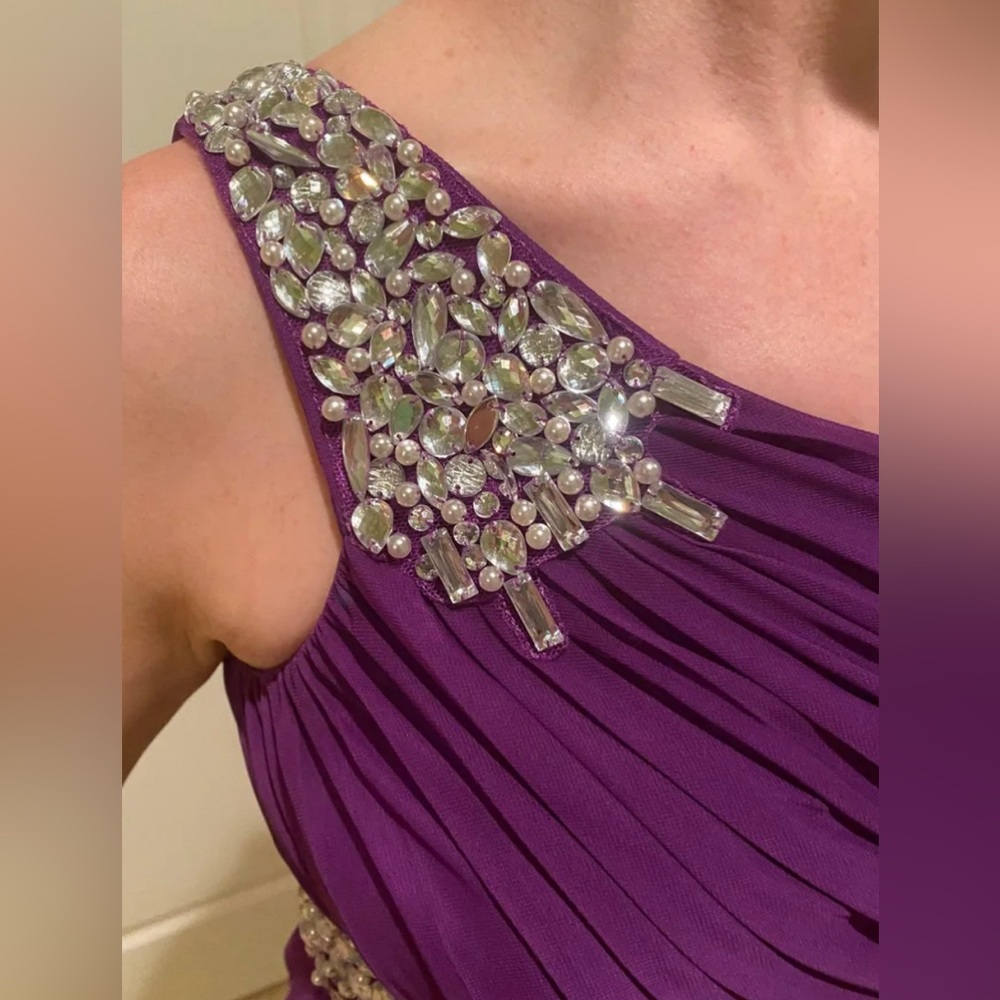 City Triangles Purple One Shoulder Sequin Dress - Picture 4 of 5